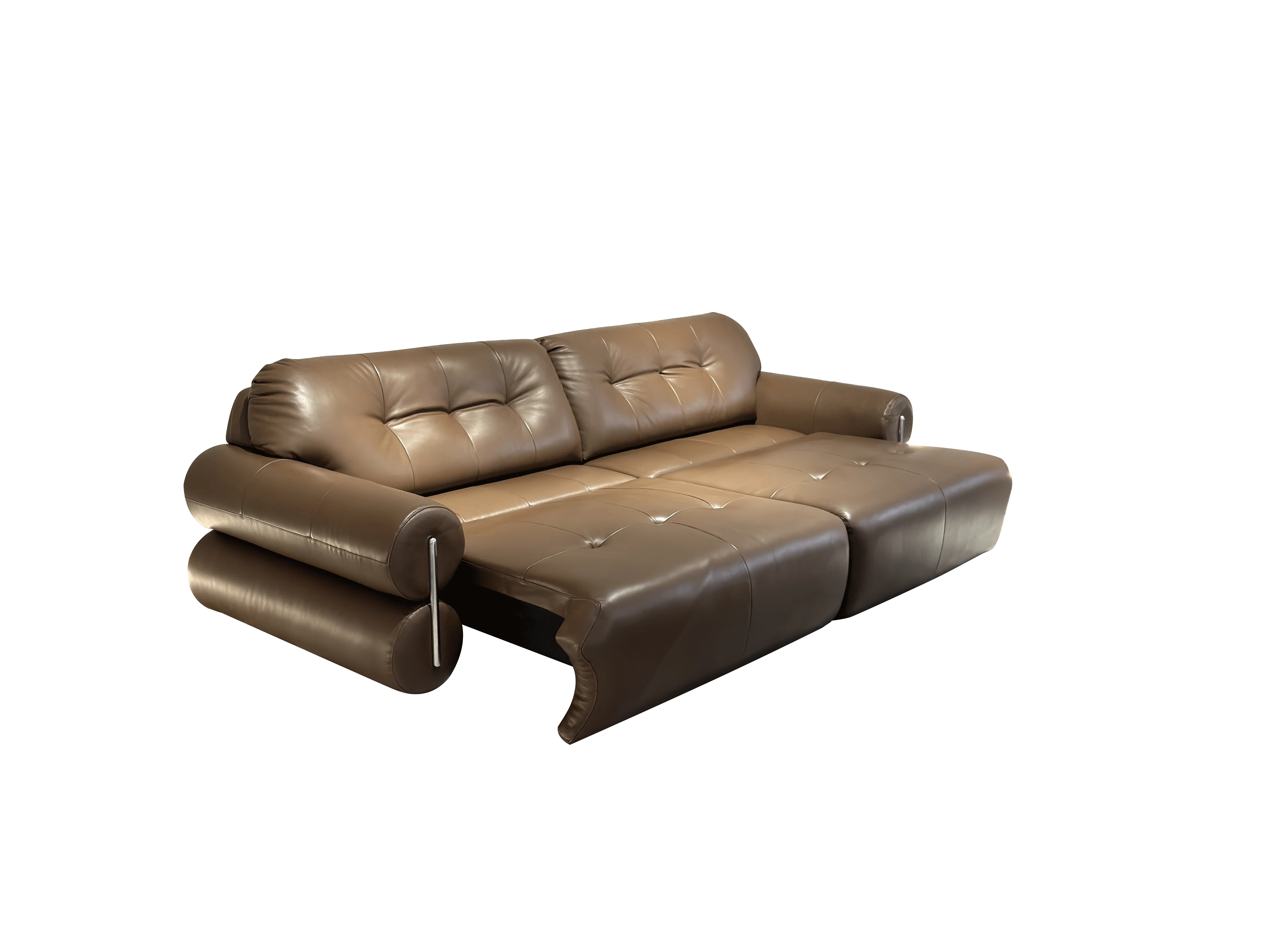 Chic Brown Leather L-Shaped Sofa with Extended Chaise Lounge,Chic Brown Leather L-Shaped Sofa with Extended Chaise Lounge