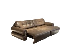 Chic Brown Leather L-Shaped Sofa with Extended Chaise Lounge,Chic Brown Leather L-Shaped Sofa with Extended Chaise Lounge