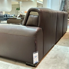 Sophisticated Dark Brown Leather Sofa with Flared Arms and Pockets,Sophisticated Dark Brown Leather Sofa with Flared Arms and Pockets