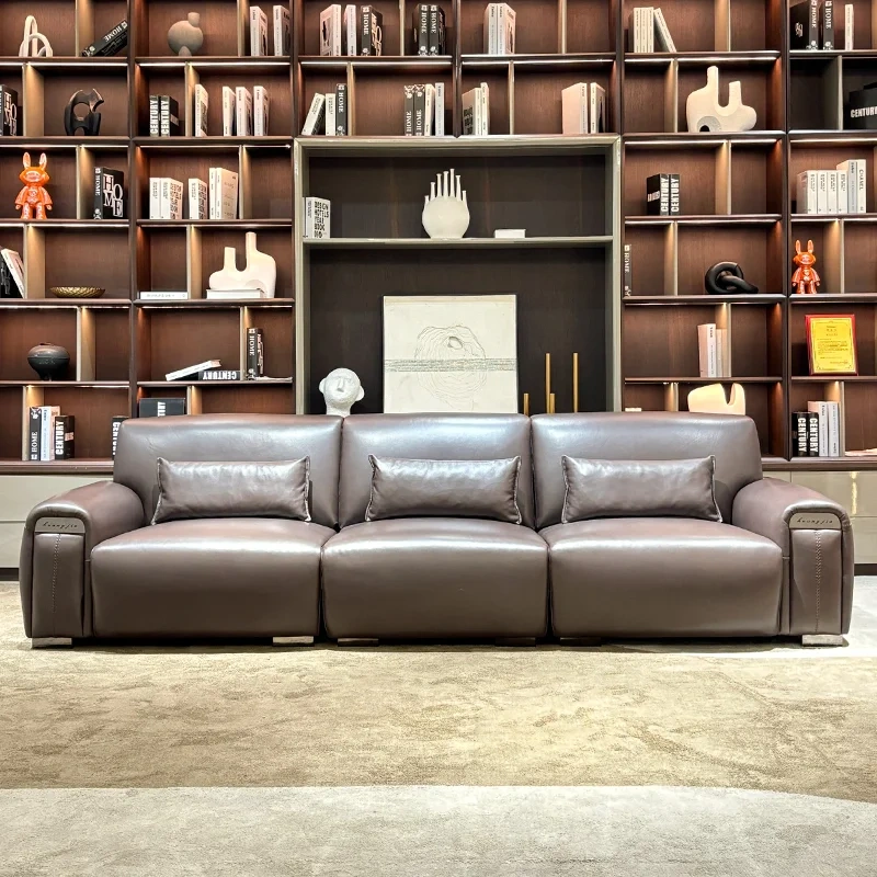 Sophisticated Dark Brown Leather Sofa with Flared Arms and Pockets,Sophisticated Dark Brown Leather Sofa with Flared Arms and Pockets