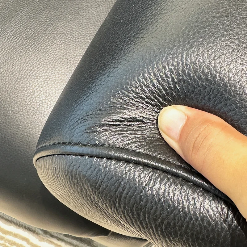 Modern Black Leather Sofa with Button-Tufted Backrest,Modern Black Leather Sofa with Button-Tufted Backrest