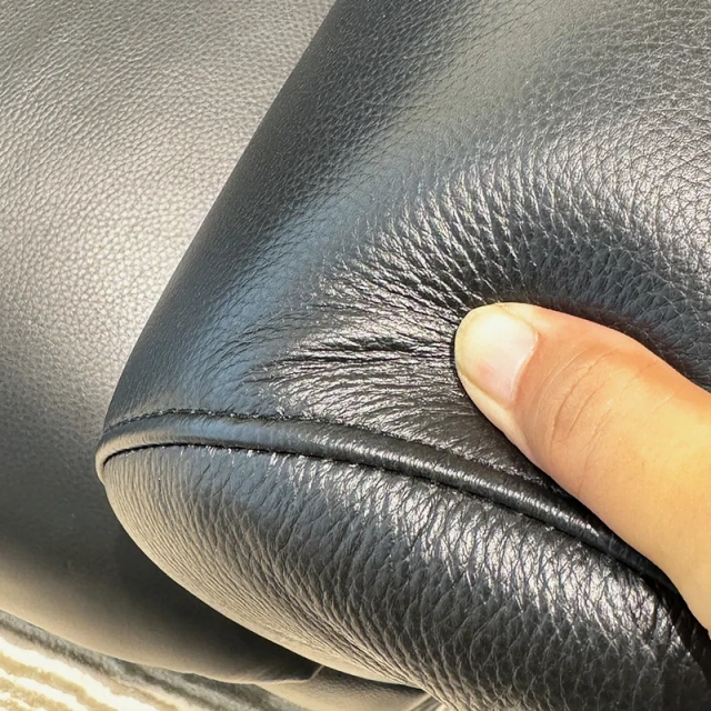 Modern Black Leather Sofa with Button-Tufted Backrest,Modern Black Leather Sofa with Button-Tufted Backrest