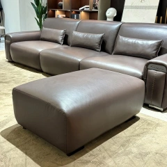 Sophisticated Dark Brown Leather Sofa with Flared Arms and Pockets,Sophisticated Dark Brown Leather Sofa with Flared Arms and Pockets