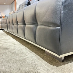 Elegant Charcoal Grey Leather Sofa with Adjustable Backrests,Elegant Charcoal Grey Leather Sofa with Adjustable Backrests