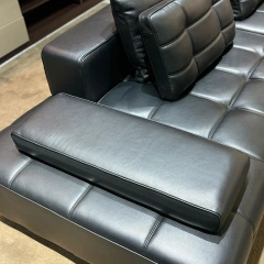 Elegant Charcoal Grey Leather Sofa with Adjustable Backrests,Elegant Charcoal Grey Leather Sofa with Adjustable Backrests