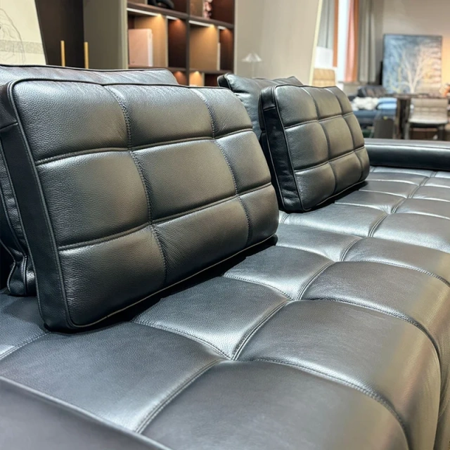 Elegant Charcoal Grey Leather Sofa with Adjustable Backrests,Elegant Charcoal Grey Leather Sofa with Adjustable Backrests