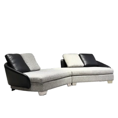 Modern Grey Fabric L-Shaped Sofa with Black Accents,Modern Grey Fabric L-Shaped Sofa with Black Accents