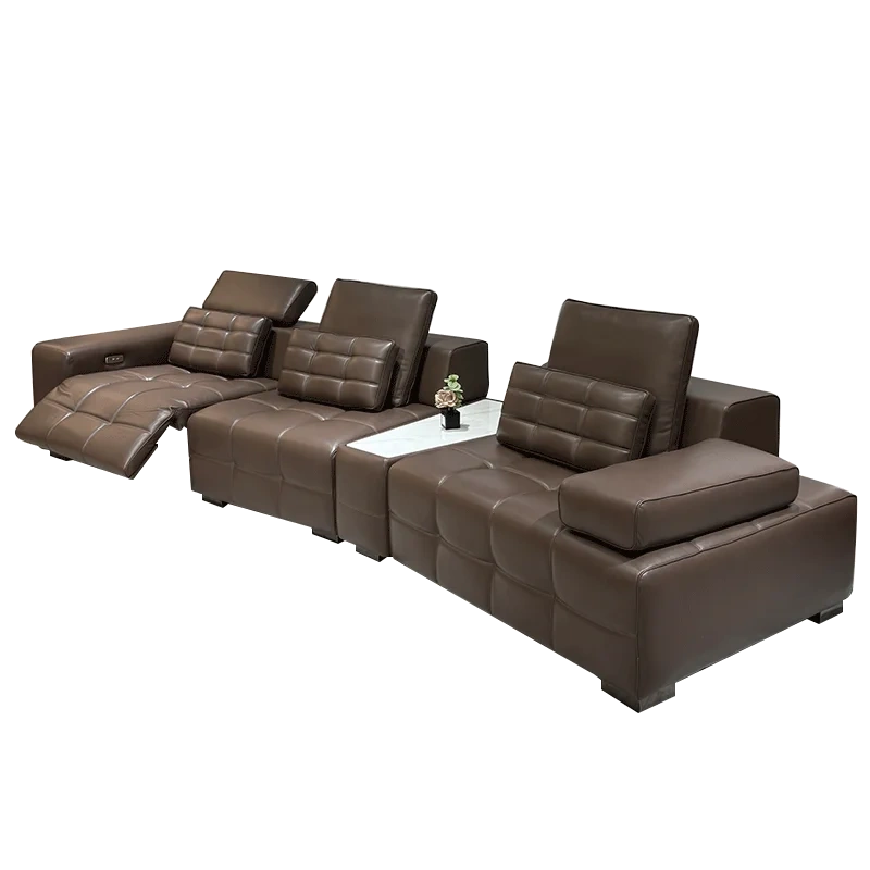 Comfy Dark Brown Leather Recliner Sofa with Built-in Table,Comfy Dark Brown Leather Recliner Sofa with Built-in Table