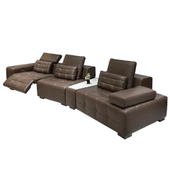 Comfy Dark Brown Leather Recliner Sofa with Built-in Table,Comfy Dark Brown Leather Recliner Sofa with Built-in Table