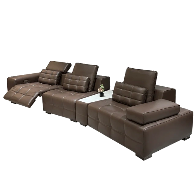 Comfy Dark Brown Leather Recliner Sofa with Built-in Table,Comfy Dark Brown Leather Recliner Sofa with Built-in Table