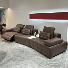 Comfy Dark Brown Leather Recliner Sofa with Built-in Table,Comfy Dark Brown Leather Recliner Sofa with Built-in Table
