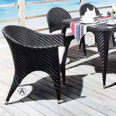 Stylish Black Rattan Outdoor Table and Chair Set with Comfortable Seat Cushions,Stylish Black Rattan Outdoor Table and Chair Set with Comfortable Seat Cushions