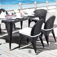 Stylish Black Rattan Outdoor Table and Chair Set with Comfortable Seat Cushions,Stylish Black Rattan Outdoor Table and Chair Set with Comfortable Seat Cushions