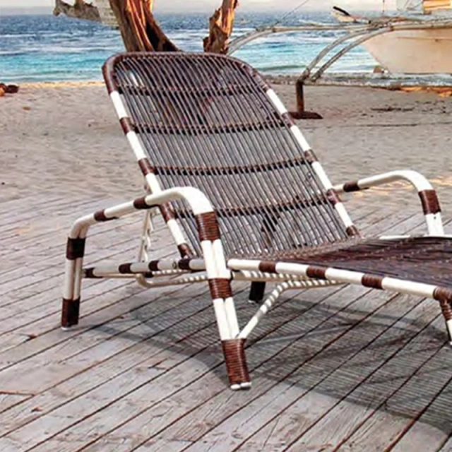 Beachfront Wicker Reclining Chair with Round Side Table,Beachfront Wicker Reclining Chair with Round Side Table