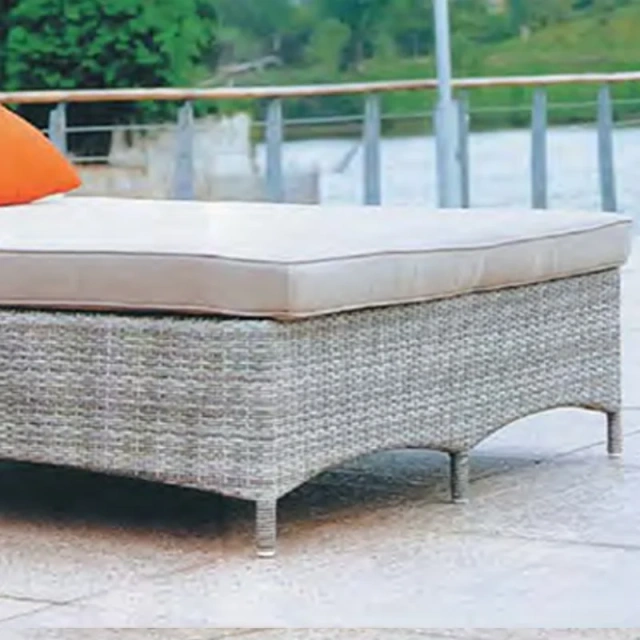Outdoor Wicker Sun Lounger with Adjustable Back and Side Table,Outdoor Wicker Sun Lounger with Adjustable Back and Side Table