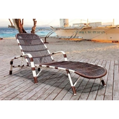 Beachfront Wicker Reclining Chair with Round Side Table,Beachfront Wicker Reclining Chair with Round Side Table