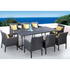 Modern All-Weather Wicker Outdoor Patio Dining Set with Cushions,Modern All-Weather Wicker Outdoor Patio Dining Set with Cushions