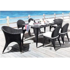 Stylish Black Rattan Outdoor Table and Chair Set with Comfortable Seat Cushions,Stylish Black Rattan Outdoor Table and Chair Set with Comfortable Seat Cushions