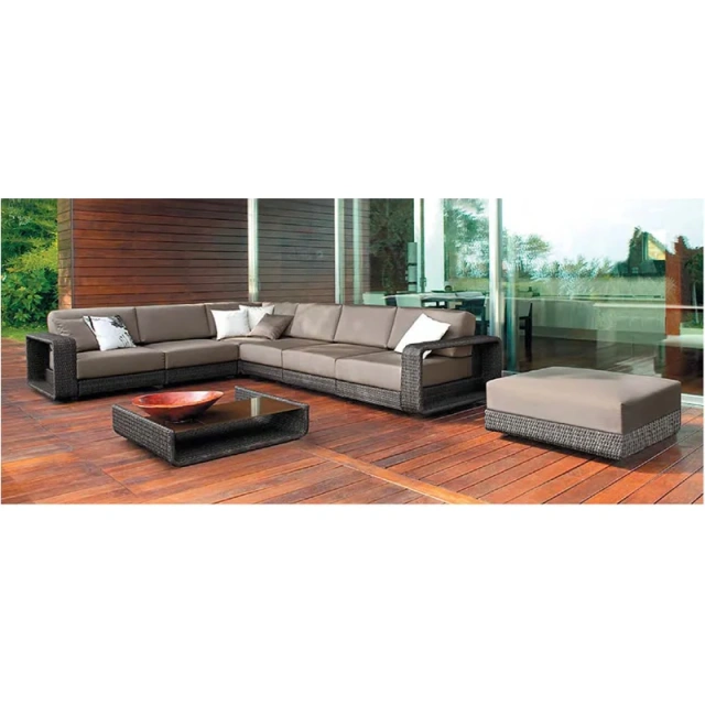 Luxurious Outdoor Wicker Sectional Sofa Set with Glass Coffee Table,Luxurious Outdoor Wicker Sectional Sofa Set with Glass Coffee Table