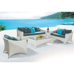 Coastal Weave Outdoor Sofa Set with Glass Top Coffee Table and Weatherproof Cushions,Coastal Weave Outdoor Sofa Set with Glass Top Coffee Table and Weatherproof Cushions