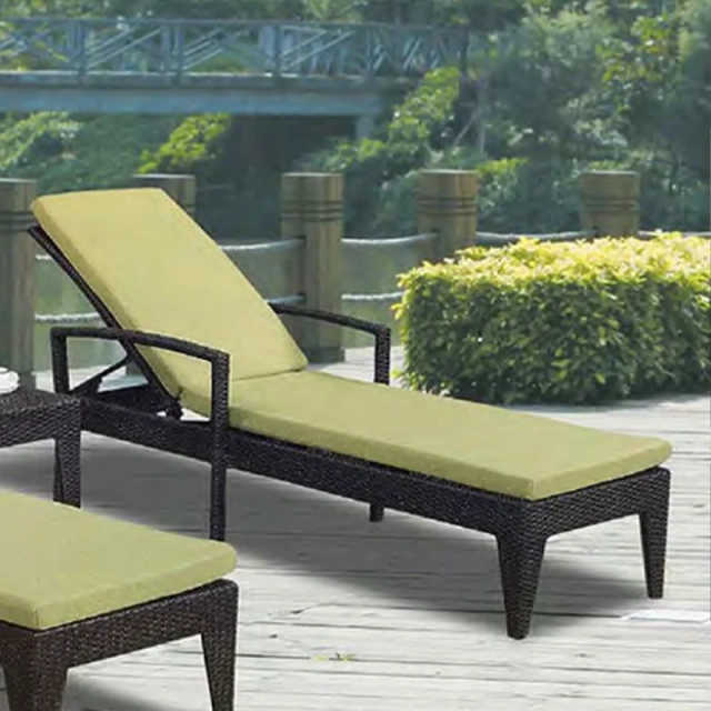 Outdoor Rattan Chaise Lounger with Removable Cushions and Adjustable Backrest,Outdoor Rattan Chaise Lounger with Removable Cushions and Adjustable Backrest