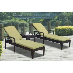 Outdoor Rattan Chaise Lounger with Removable Cushions and Adjustable Backrest,Outdoor Rattan Chaise Lounger with Removable Cushions and Adjustable Backrest