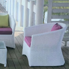 Modern White Rattan Outdoor Sofa Set with Purple Cushions for Patio Relaxation,Modern White Rattan Outdoor Sofa Set with Purple Cushions for Patio Relaxation