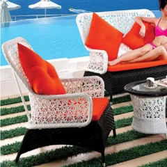 Poolside Rattan Sofa Set with Glass Top Table and Vibrant Cushions,Poolside Rattan Sofa Set with Glass Top Table and Vibrant Cushions
