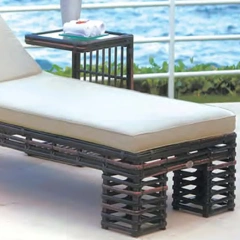 Luxurious Beachside Rattan Lounger with Adjustable Back and Removable Cushion,Luxurious Beachside Rattan Lounger with Adjustable Back and Removable Cushion