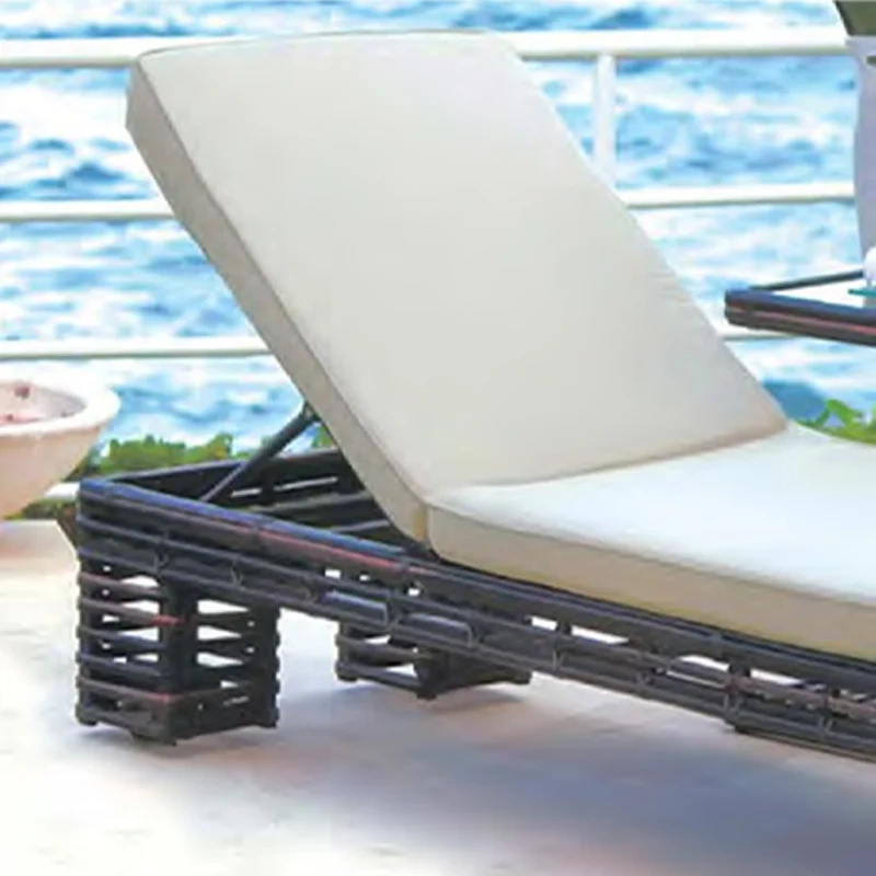 Luxurious Beachside Rattan Lounger with Adjustable Back and Removable Cushion,Luxurious Beachside Rattan Lounger with Adjustable Back and Removable Cushion