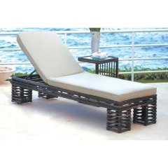 Luxurious Beachside Rattan Lounger with Adjustable Back and Removable Cushion,Luxurious Beachside Rattan Lounger with Adjustable Back and Removable Cushion