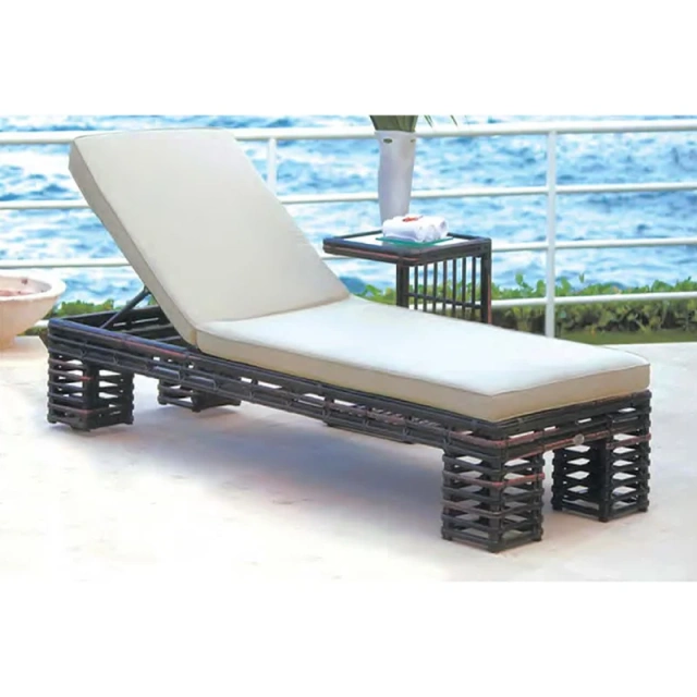 Luxurious Beachside Rattan Lounger with Adjustable Back and Removable Cushion,Luxurious Beachside Rattan Lounger with Adjustable Back and Removable Cushion