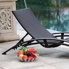 Poolside Adjustable Rattan Chaise Lounger with Removable Cushions,Poolside Adjustable Rattan Chaise Lounger with Removable Cushions