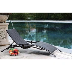 Poolside Adjustable Rattan Chaise Lounger with Removable Cushions,Poolside Adjustable Rattan Chaise Lounger with Removable Cushions