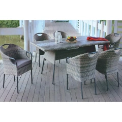 Waterfront Rattan Dining Set with Glass Top Table and Comfortable Chairs,Waterfront Rattan Dining Set with Glass Top Table and Comfortable Chairs