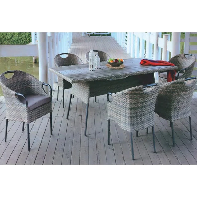 Waterfront Rattan Dining Set with Glass Top Table and Comfortable Chairs,Waterfront Rattan Dining Set with Glass Top Table and Comfortable Chairs