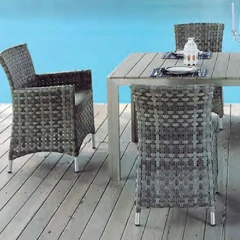 Oceanfront Rattan Dining Set with Glass Top Table and Comfortable Chairs,Oceanfront Rattan Dining Set with Glass Top Table and Comfortable Chairs