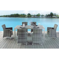 Oceanfront Rattan Dining Set with Glass Top Table and Comfortable Chairs,Oceanfront Rattan Dining Set with Glass Top Table and Comfortable Chairs