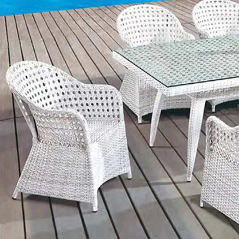 Coastal Chic White Wicker Patio Set with Glass Table for Seaside Relaxation,Coastal Chic White Wicker Patio Set with Glass Table for Seaside Relaxation