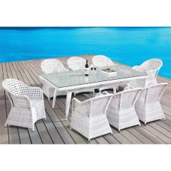 Coastal Chic White Wicker Patio Set with Glass Table for Seaside Relaxation,Coastal Chic White Wicker Patio Set with Glass Table for Seaside Relaxation