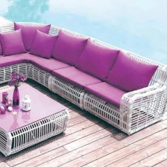 Vibrant Purple Wicker Outdoor Sectional Sofa Set with Glass Top Coffee Table,Vibrant Purple Wicker Outdoor Sectional Sofa Set with Glass Top Coffee Table