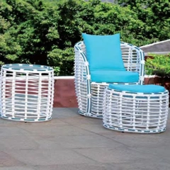 Bright Aqua Blue Wicker Outdoor Set with White Frame and Glass Top Table for Garden Relaxation,Bright Aqua Blue Wicker Outdoor Set with White Frame and Glass Top Table for Garden Relaxation