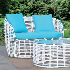 Bright Aqua Blue Wicker Outdoor Set with White Frame and Glass Top Table for Garden Relaxation,Bright Aqua Blue Wicker Outdoor Set with White Frame and Glass Top Table for Garden Relaxation