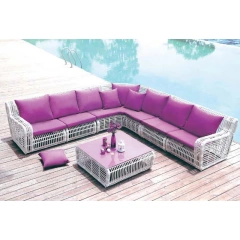 Vibrant Purple Wicker Outdoor Sectional Sofa Set with Glass Top Coffee Table,Vibrant Purple Wicker Outdoor Sectional Sofa Set with Glass Top Coffee Table