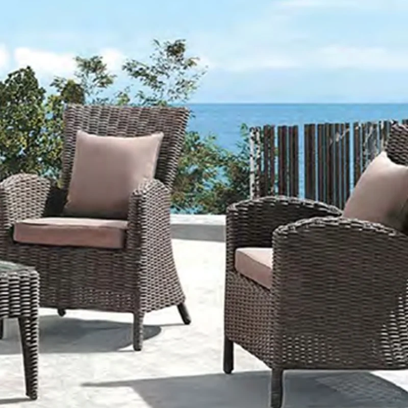Sleek Dark Brown Wicker Outdoor Sofa Set with Glass Table and Taupe Cushions for Patio Comfort,Sleek Dark Brown Wicker Outdoor Sofa Set with Glass Table and Taupe Cushions for Patio Comfort