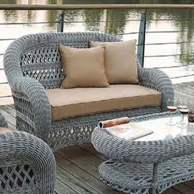 Stylish Gray Wicker Patio Set with Glass Top Table and Cozy Beige Cushions for Outdoor Relaxation,Stylish Gray Wicker Patio Set with Glass Top Table and Cozy Beige Cushions for Outdoor Relaxation