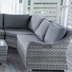 Modern Gray Wicker Outdoor Sofa Set with Glass Coffee Table and Plush Cushions for Patio,Modern Gray Wicker Outdoor Sofa Set with Glass Coffee Table and Plush Cushions for Patio