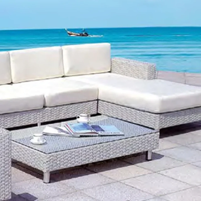 Sleek White Wicker Outdoor Sectional Sofa Set with Glass Top Coffee Table for Coastal Relaxation,Sleek White Wicker Outdoor Sectional Sofa Set with Glass Top Coffee Table for Coastal Relaxation