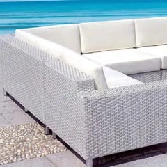 Sleek White Wicker Outdoor Sectional Sofa Set with Glass Top Coffee Table for Coastal Relaxation,Sleek White Wicker Outdoor Sectional Sofa Set with Glass Top Coffee Table for Coastal Relaxation