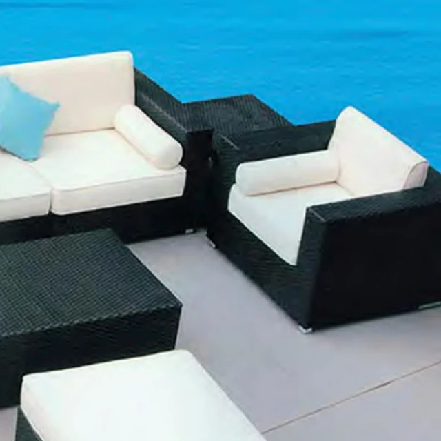 Contemporary Black Wicker Outdoor Sofa Set with White Cushions and Colorful Accent Pillows,Contemporary Black Wicker Outdoor Sofa Set with White Cushions and Colorful Accent Pillows